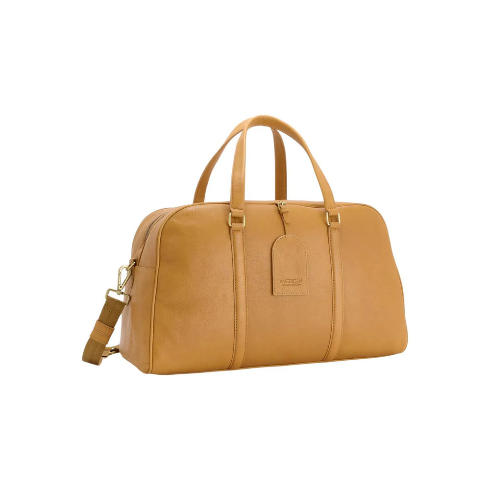 American Leather Co. Gigi Leather Weekender w/ Crossbody Strap Cafe